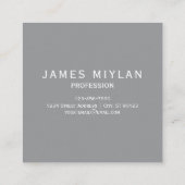 Modern Stijlvol Donkergrijs Monogram & Naam Vierkante Visitekaartje (Achterkant)