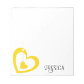 Modern Stijlvol Eenvoudig Geel Hart Monogrammed Notitieblok (Voorkant)