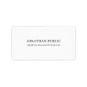 Modern stijlvol eenvoudig ontwerp chique witte vla etiket (Voorkant)