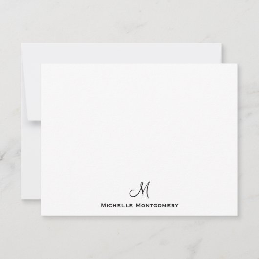 Modern Stijlvol Eenvoudig Script Monogram Note Kaa Kaart (Voorkant)