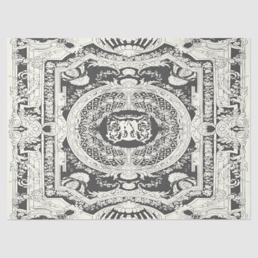 Modern stijlvol elegant grijs wit barok Ornament Tissuepapier (Voorkant)