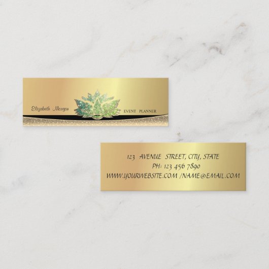 Modern stijlvol elegant groen Lotus Mini Visitekaartje (Voorkant / Achterkant)