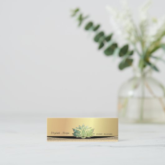 Modern stijlvol elegant groen Lotus Mini Visitekaartje (Staand voorkant)