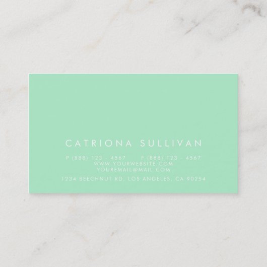 Modern stijlvol elegant mint Green Visitekaartje (Achterkant)