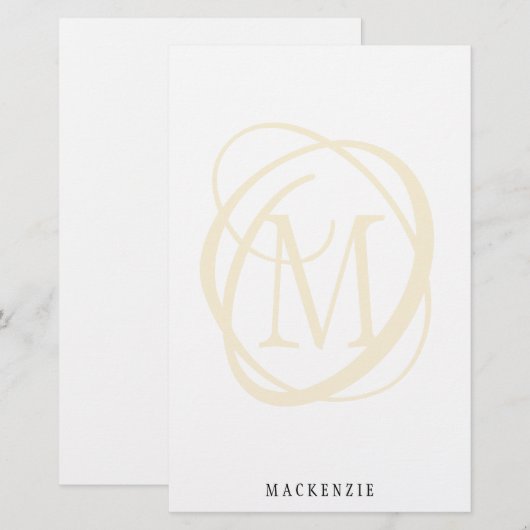Modern stijlvol elegant monogram briefpapier (Voorkant / Achterkant)