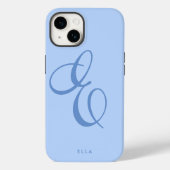 Modern stijlvol elegant script naam blauw Case-Mate iPhone case (Achterkant)