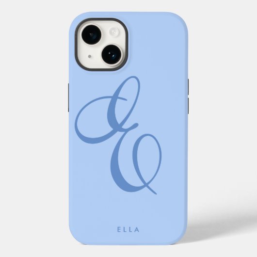 Modern stijlvol elegant script naam blauw Case-Mate iPhone case (Achterkant)