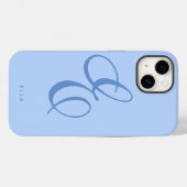 Modern stijlvol elegant script naam blauw Case-Mate iPhone case (Achterkant (horizontaal))