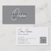 Modern stijlvol elegant script QR-code sociale med Visitekaartje (Voorkant / Achterkant)
