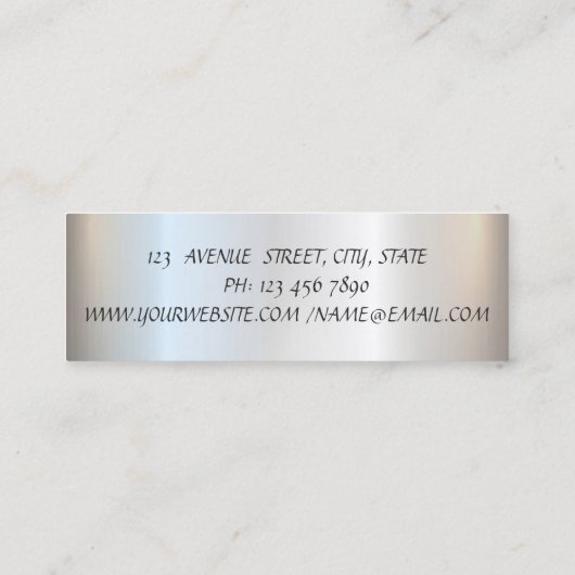 Modern stijlvol elegant zilver, gestript mini visitekaartje (Achterkant)