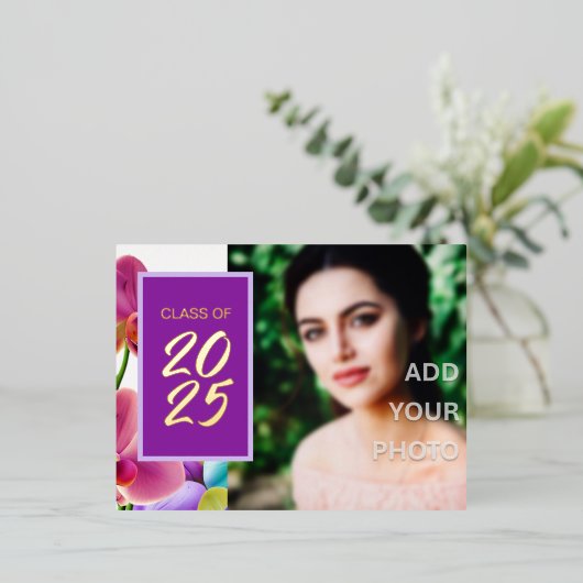 Modern Stijlvol Folie Afstuderen Invitation Briefk Folie Uitnodiging Briefkaart (Staand Voorkant)