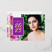 Modern Stijlvol Folie Afstuderen Invitation Briefk Folie Uitnodiging Briefkaart (Voorkant / Achterkant)