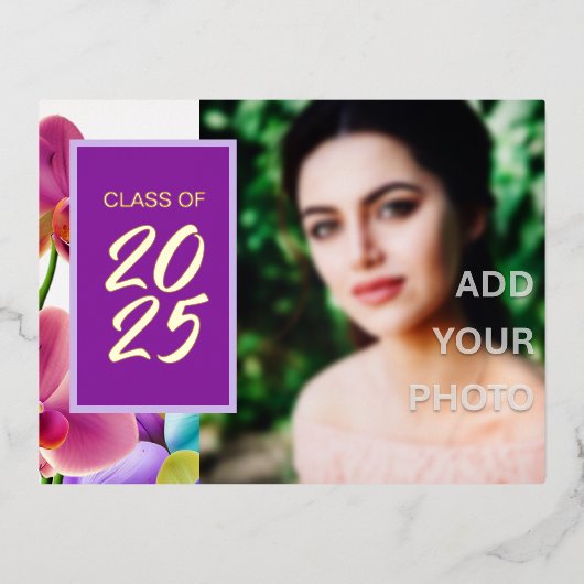 Modern Stijlvol Folie Afstuderen Invitation Briefk Folie Uitnodiging Briefkaart (Voorkant)