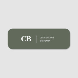 Modern Stijlvol Forest Green Monogram Classic Naamplaatje