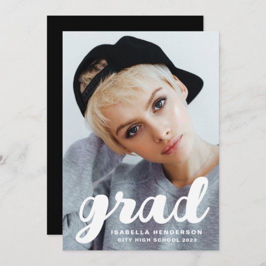 Modern Stijlvol fotoAfstuderen Aankondiging (Voorkant / Achterkant)