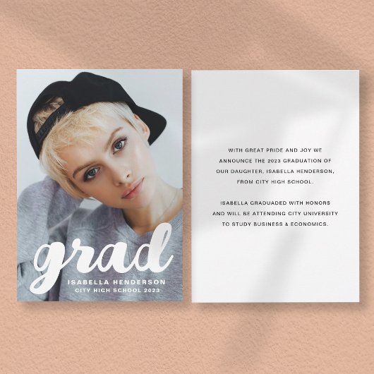 Modern Stijlvol fotoAfstuderen Aankondiging