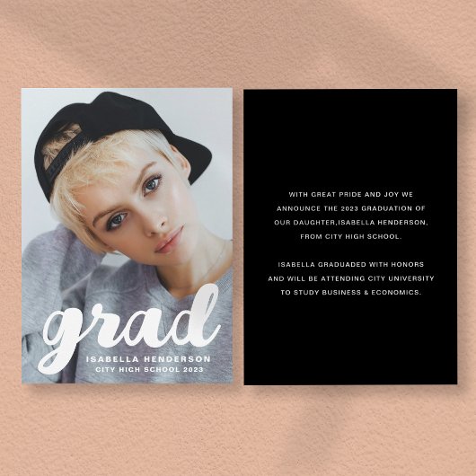 Modern Stijlvol fotoAfstuderen Aankondiging