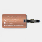 Modern Stijlvol geborsteld kopermetaal monogram Bagagelabel (Achterkant horizontaal)