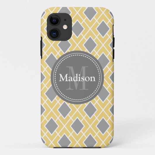 Modern stijlvol geel diamantpatroon Case-Mate iPhone case (Achterkant)