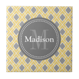 Modern stijlvol geel diamantpatroon tegeltje