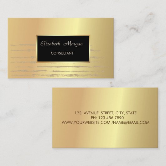 Modern, stijlvol, gestreept, goud, Lijst Visitekaartje (Voorkant / Achterkant)