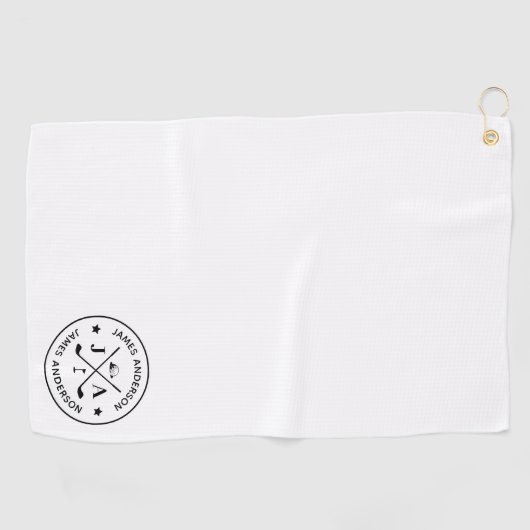 Modern Stijlvol Golfer Monogram & Naam Gepersonali Golfhanddoek (Horizontaal)