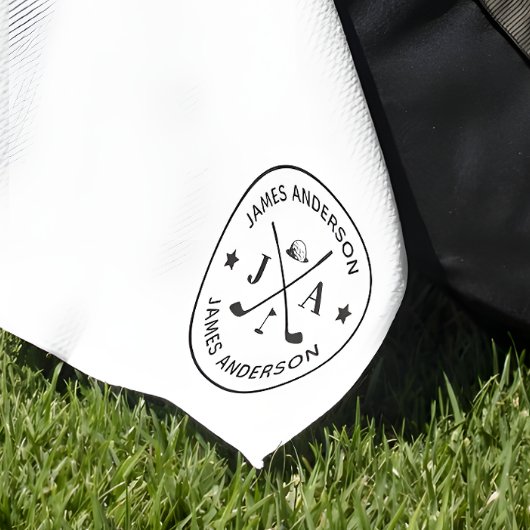 Modern Stijlvol Golfer Monogram & Naam Gepersonali Golfhanddoek