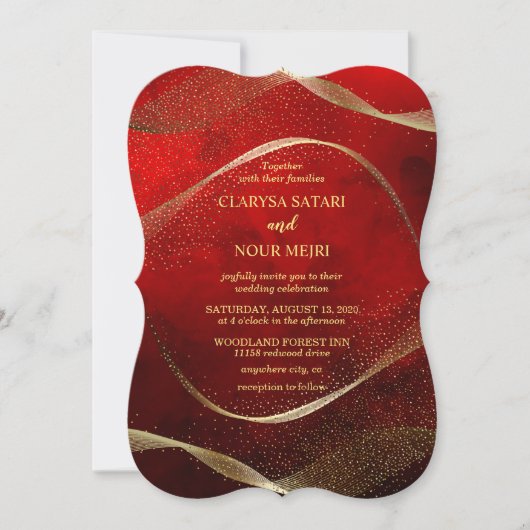 Modern, stijlvol goud en rood kaart (Voorkant)