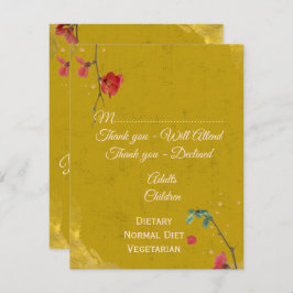 Modern stijlvol goud en rood RSVP kaartje