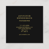 Modern stijlvol goud en zwart professioneel vierkante visitekaartje (Achterkant)