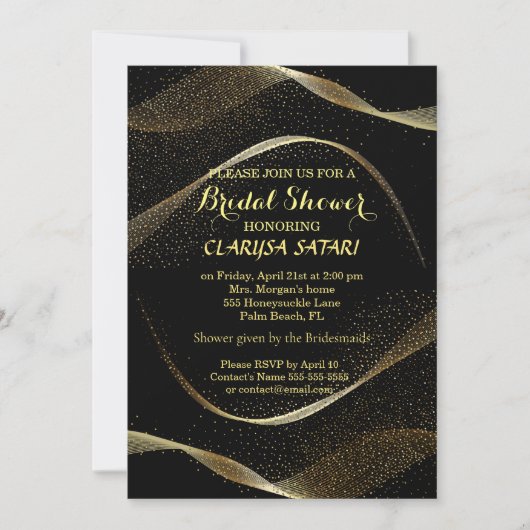 Modern, stijlvol goud en zwart Vrijgezellenfeest Kaart (Voorkant)