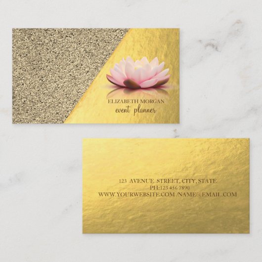 Modern stijlvol goud, marmer, geometrisch, Lotus Visitekaartje (Voorkant / Achterkant)