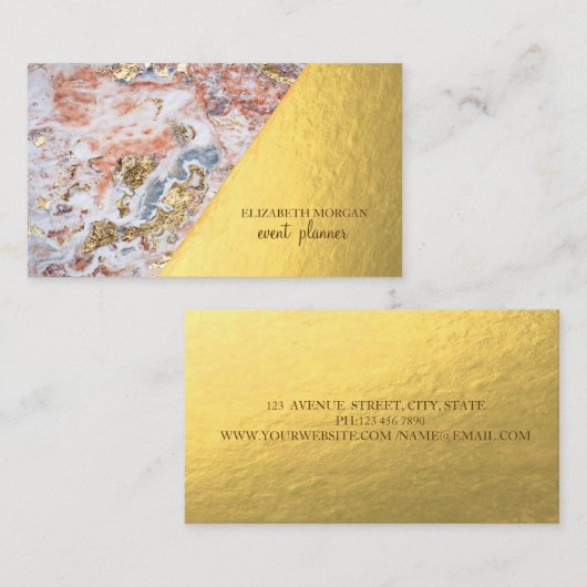 Modern stijlvol goud, Ombre Marble, Geometric Visitekaartje (Voorkant / Achterkant)