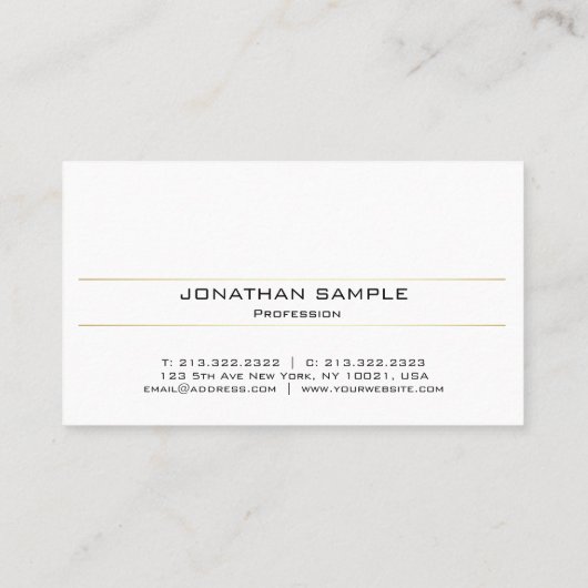 Modern Stijlvol Goud Wit Minimalistisch Trendy Visitekaartje (Achterkant)