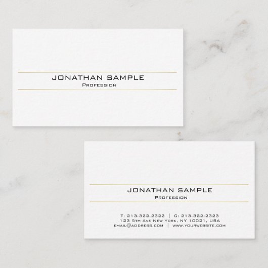 Modern Stijlvol Goud Wit Minimalistisch Trendy Visitekaartje (Voorkant / Achterkant)