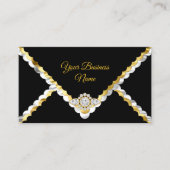 Modern Stijlvol Goud Zwart Wit Zilver Diamant edel Visitekaartje (Voorkant)