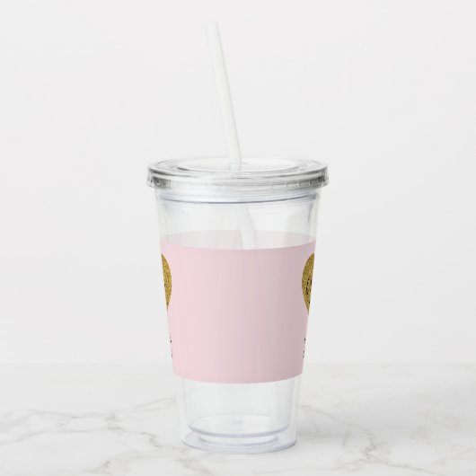 Modern stijlvol gouden hart gepersonaliseerd bruid acryl drinkbeker (Links)