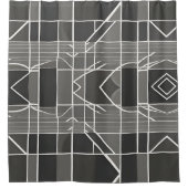 Modern stijlvol grijs geometrisch patroon douchegordijn (Voorkant)