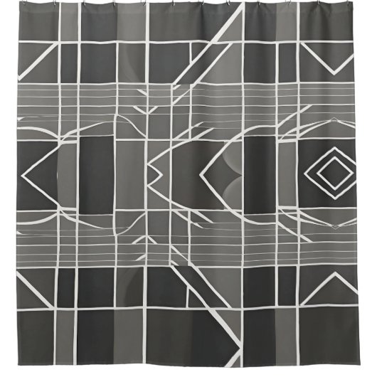 Modern stijlvol grijs geometrisch patroon douchegordijn (Voorkant)