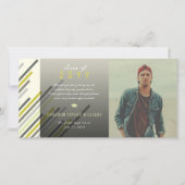 Modern stijlvol, grijs, groen stripes Afstuderen Bedankkaart (Voorkant)