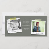 Modern stijlvol, grijs, groen stripes Afstuderen Bedankkaart (Achterkant)