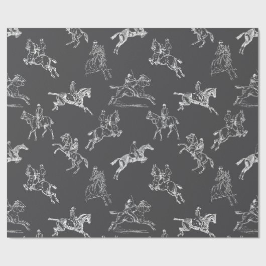 Modern stijlvol grijs wit paardrijden toilet cadeaupapier (Vlak)