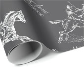 Modern stijlvol grijs wit paardrijden toilet cadeaupapier (Rol Hoek)