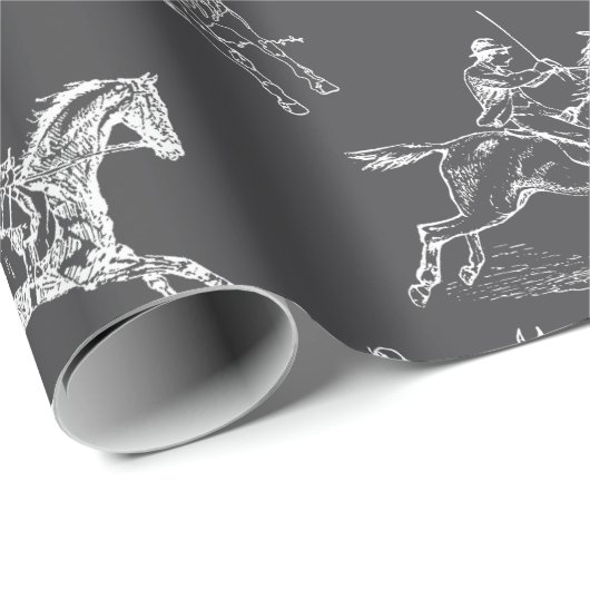 Modern stijlvol grijs wit paardrijden toilet cadeaupapier (Rol Hoek)