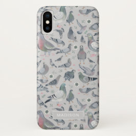 Modern stijlvol, grijze duif vogelpatroon Case-Mate iPhone case