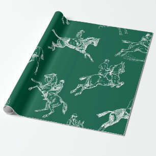 Modern stijlvol groen wit paardrijden toilet cadeaupapier