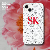 Modern Stijlvol Groot Rood Initialen Zwart Confett Case-Mate iPhone Case