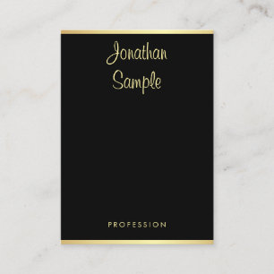 Modern Stijlvol Hand Script Naam Zwart Goud Trendy Visitekaartje