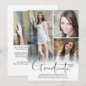 Modern stijlvol handgeschreven Afstuderen 4 foto's Aankondiging (Voorkant / Achterkant)