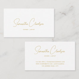 Modern stijlvol handgeschreven gouden script visitekaartje